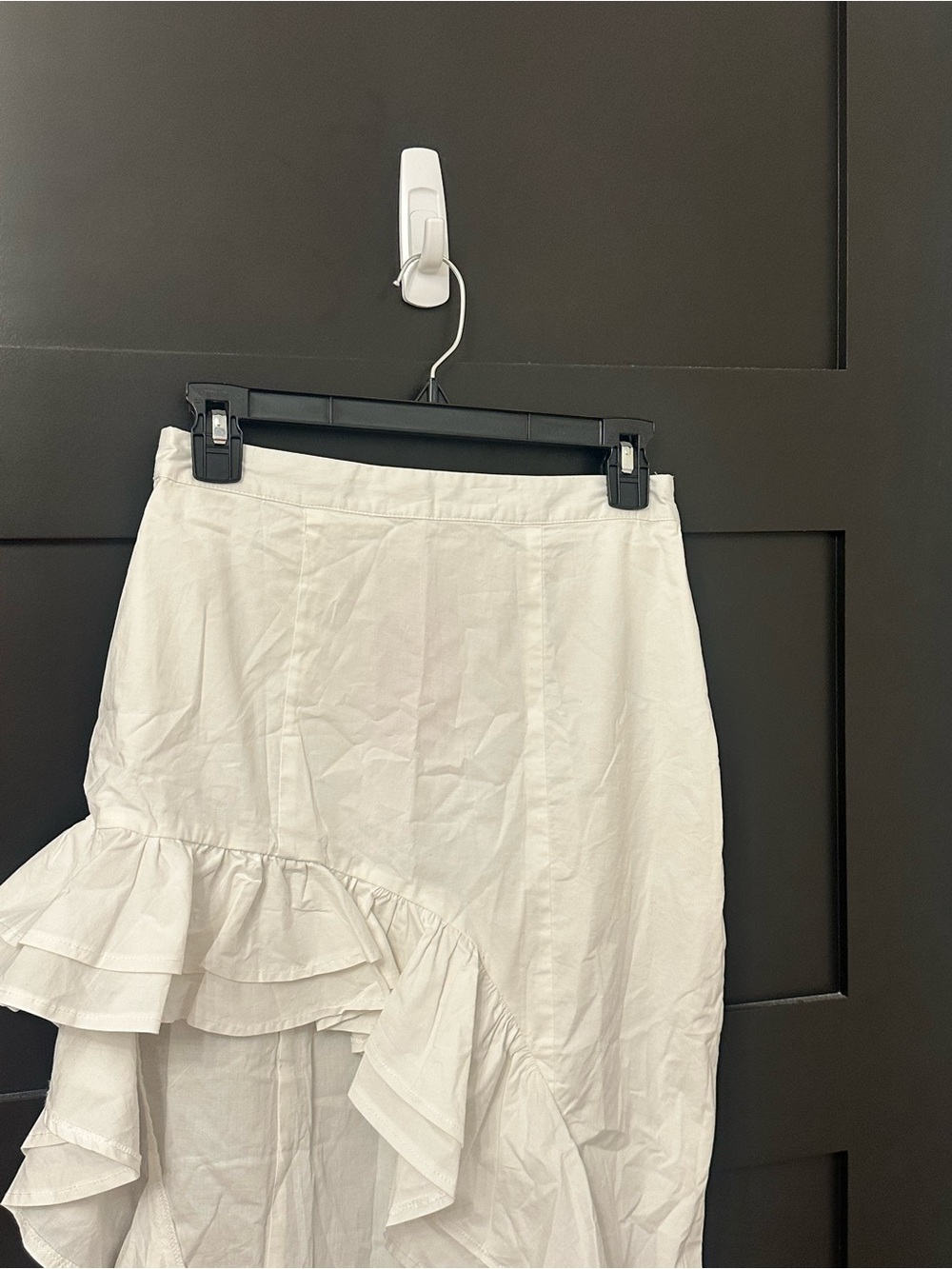NWT Beginning Boutique White High-Low Ruffle Midi Skirt